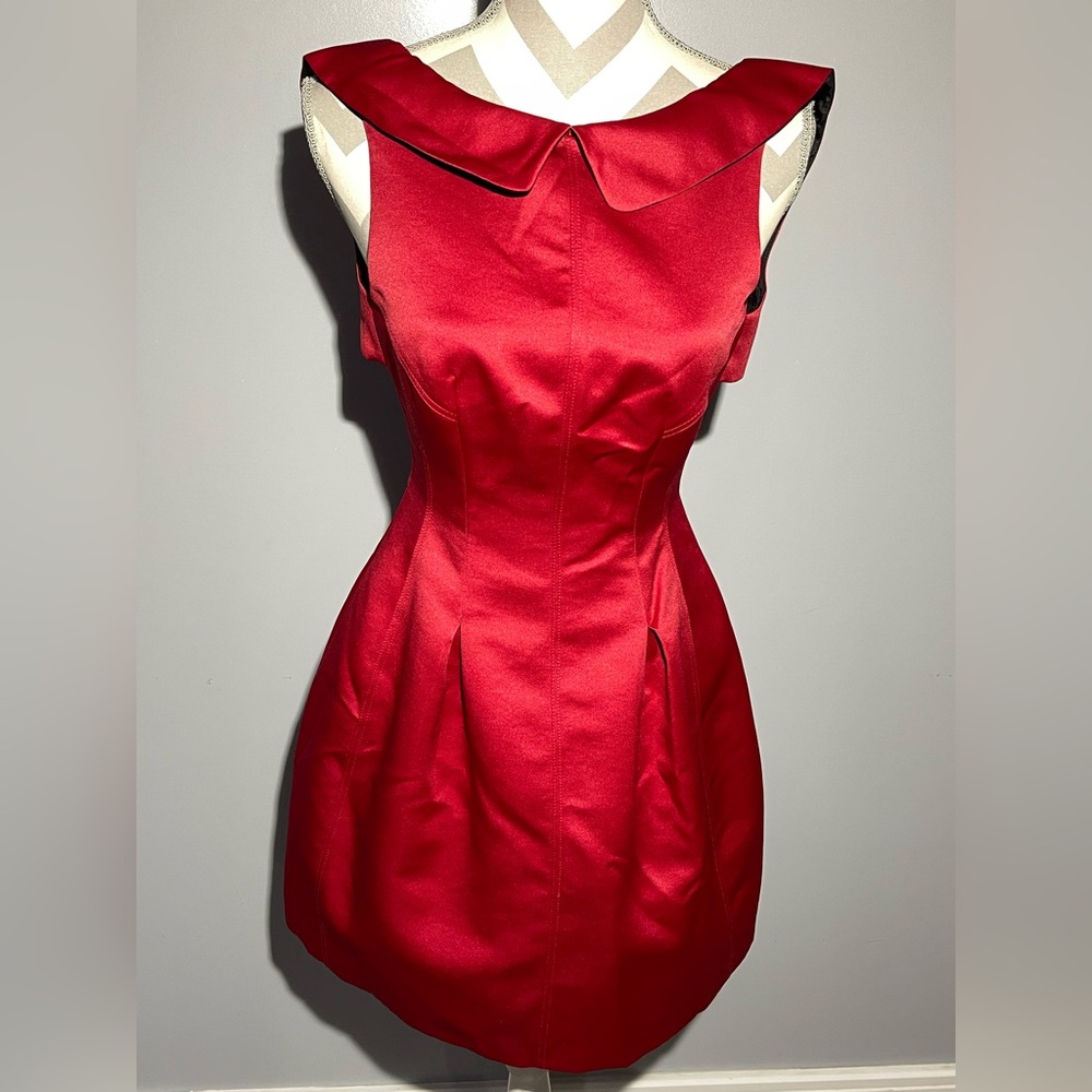 Zara Red Mini Dress with Unique Collar
